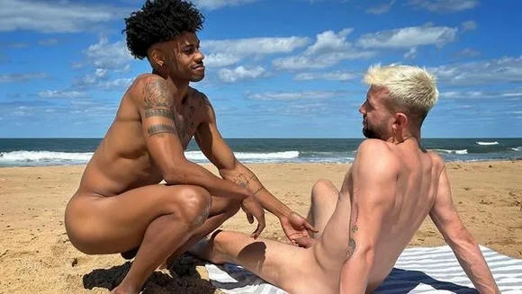 After fucking his gay friend, straight dude plows a black stud at the beach ? el aleman, will schokolade