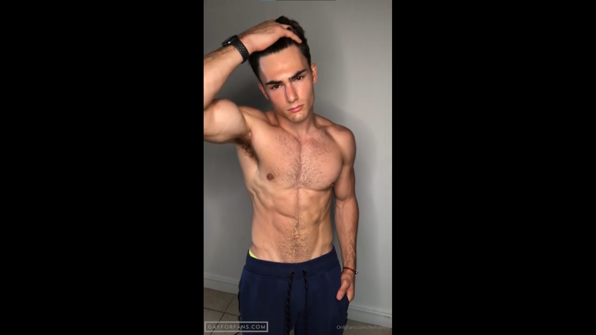 Showing off my body and tensing my abs levi conely