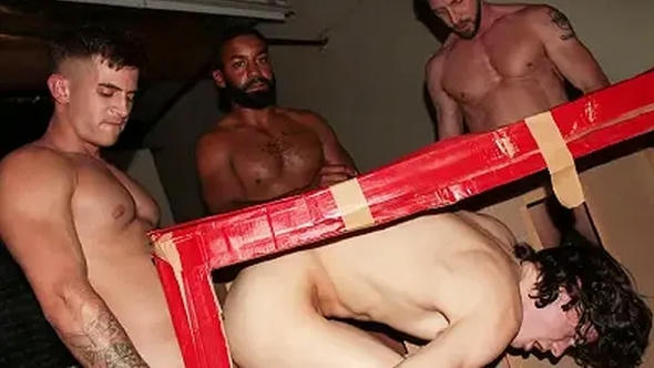 Trevor brooks, spikey dee, shadow, johnny ford ? a new joiner showered with cum